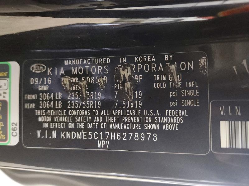 66199976 :رقم المزاد ، KNDME5C17H6278973 vin ، 2017 Kia Sedona مزاد بيع