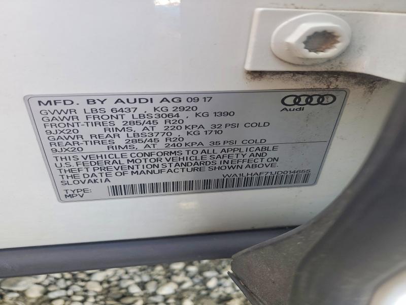 Продаж на аукціоні авто 2018 Audi Q7, vin: WA1LHAF71JD014655, номер лоту: 65117936