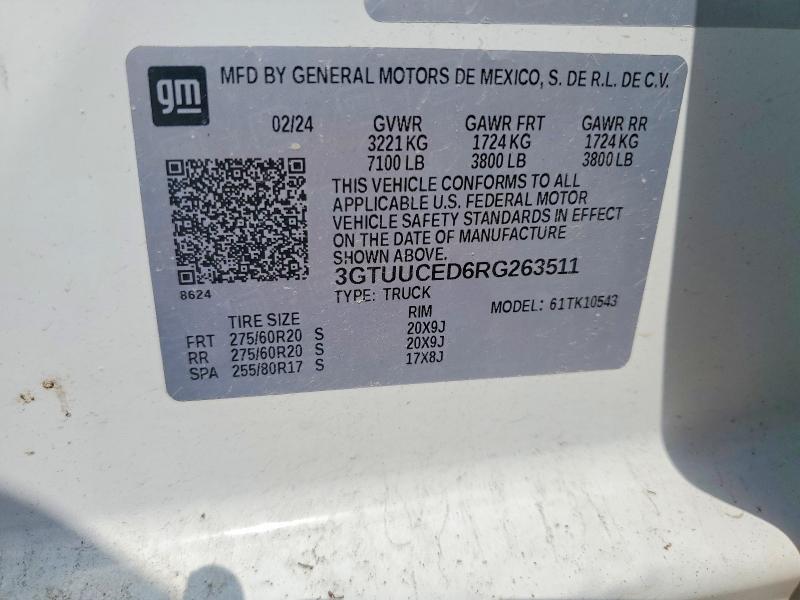 Продажа на аукционе авто 2024 Gmc Sierra, vin: 3GTUUCED6RG263511, номер лота: 64137666