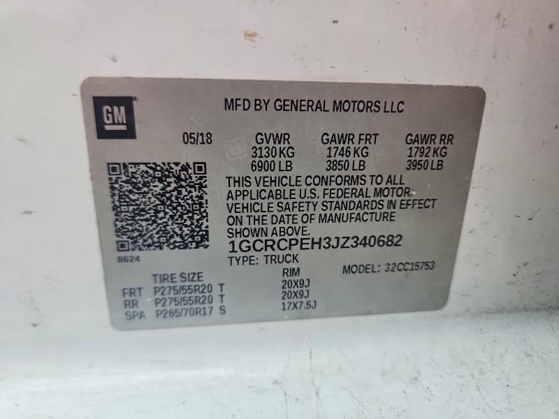 Продажа на аукционе авто 2018 Chevrolet Silverado, vin: 1GCRCPEH3JZ340682, номер лота: 63764556