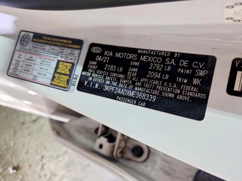 64313736 :رقم المزاد ، 3KPF24ADXME368339 vin ، 2021 Kia Forte مزاد بيع