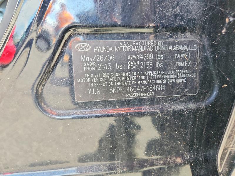 Aukcja sprzedaży 2007 Hyundai Sonata, vin: 5NPET46C47H184684, numer aukcji: 63712846