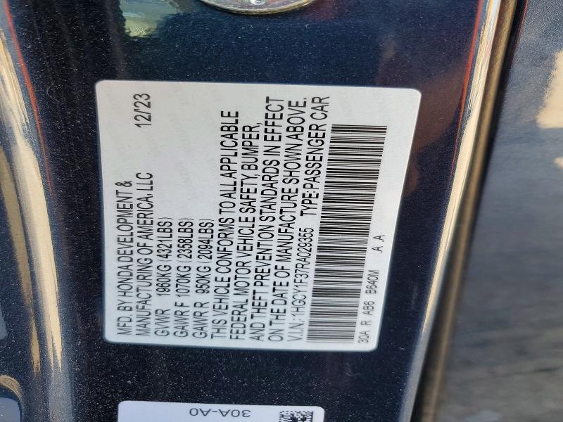 Aukcja sprzedaży 2024 Honda Accord, vin: 1HGCY1F37RA029355, numer aukcji: 66653676