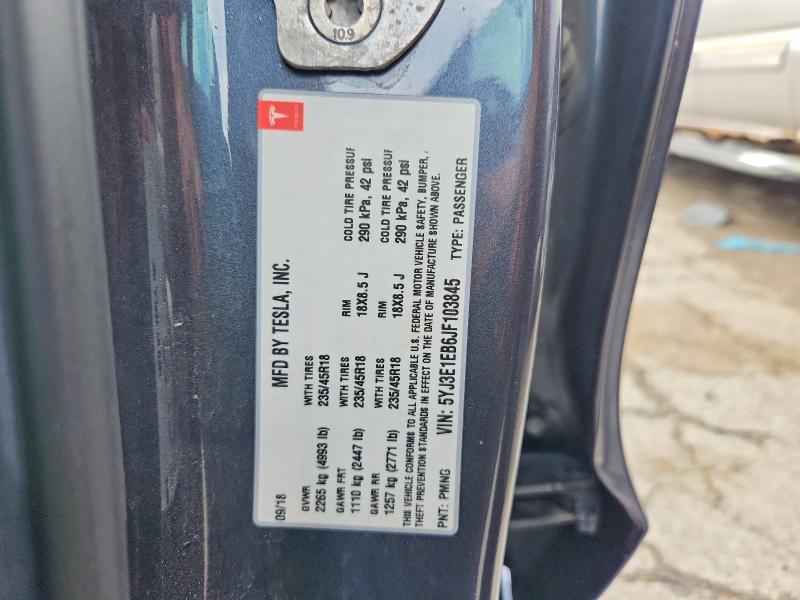 Продаж на аукціоні авто 2018 Tesla Model 3, vin: 5YJ3E1EB6JF103845, номер лоту: 64399386