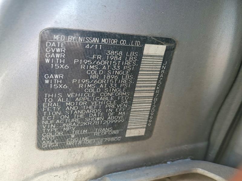 65485276 :رقم المزاد ، JN8AZ2KR7BT209999 vin ، 2011 Nissan Cube مزاد بيع