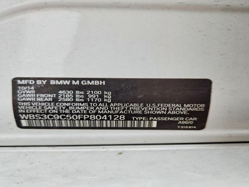 2015 Bmw M3 მანქანა იყიდება აუქციონზე, vin: WBS3C9C50FP804128, აუქციონის ნომერი: 64362456