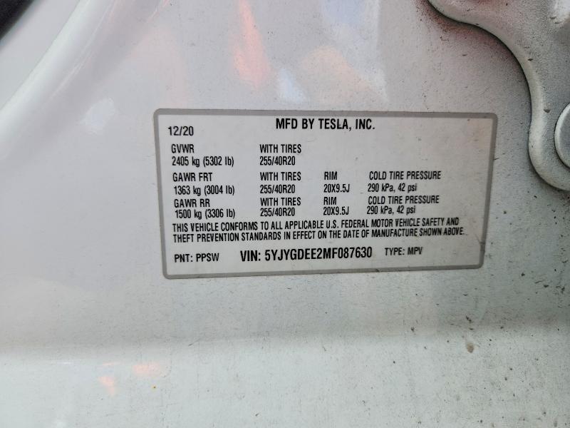 Aukcja sprzedaży 2021 Tesla Model Y, vin: 5YJYGDEE2MF087630, numer aukcji: 63897946