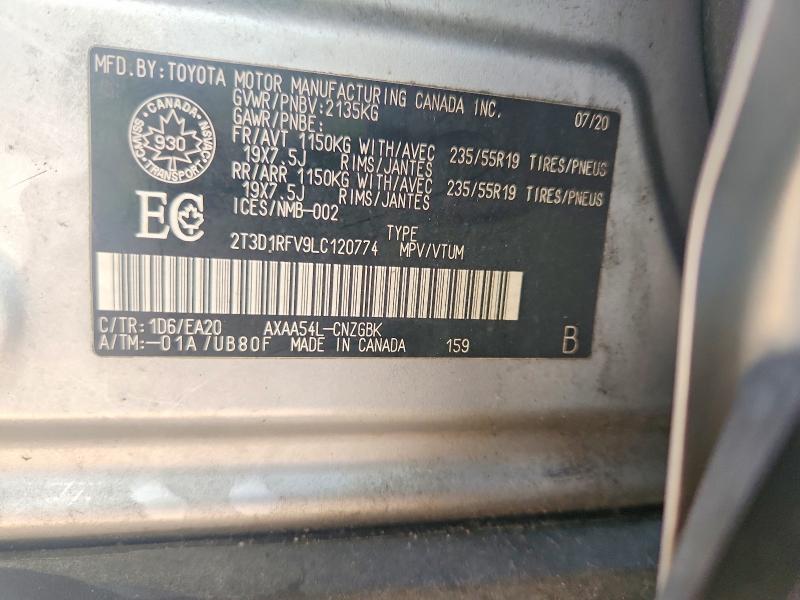 Продажа на аукционе авто 2020 Toyota Rav4, vin: 2T3D1RFV9LC120774, номер лота: 65574376