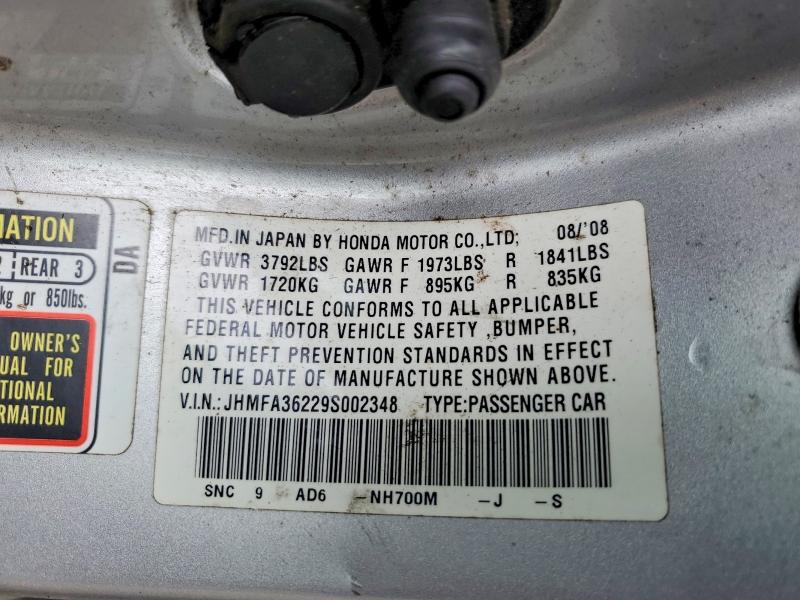 65279226 :رقم المزاد ، JHMFA36229S002348 vin ، 2009 Honda Civic مزاد بيع