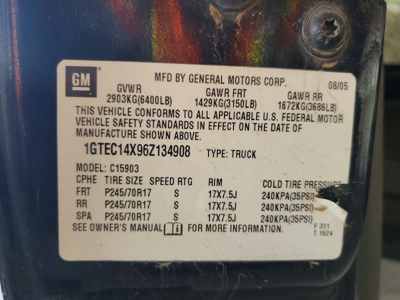 64774376 :رقم المزاد ، 1GTEC14X96Z134908 vin ، 2006 Gmc New Sierra مزاد بيع