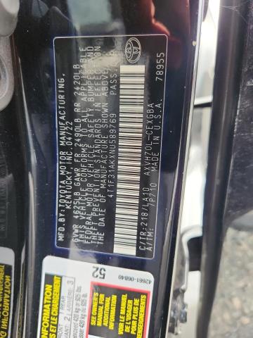 63999226 :رقم المزاد ، 4T1F31AKXNU589769 vin ، 2022 Toyota Camry مزاد بيع