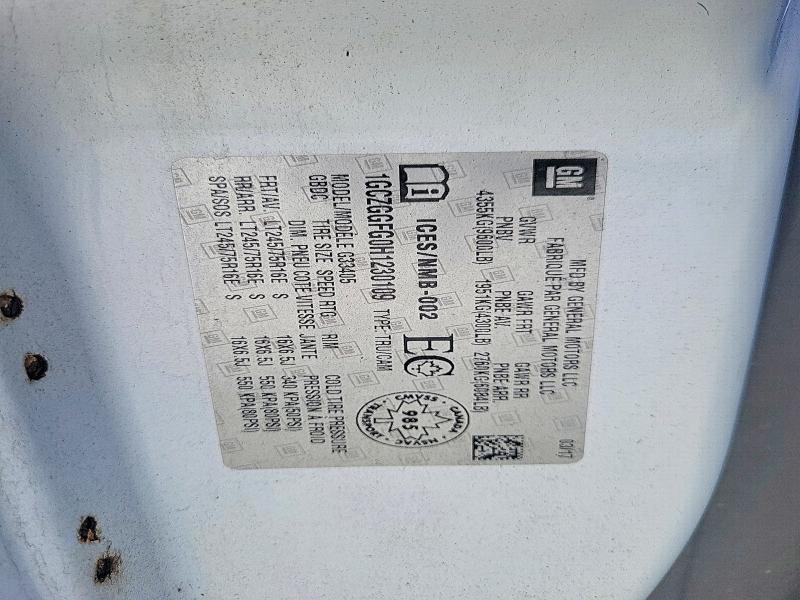 Aukcja sprzedaży 2017 Chevrolet Express G3500, vin: 1GCZGGFG0H1230109, numer aukcji: 64045286