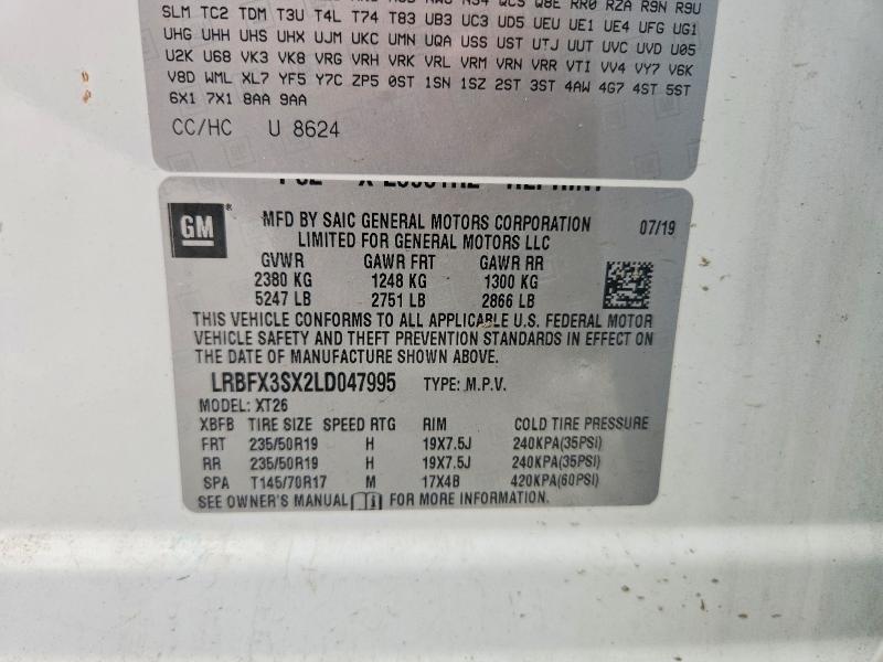 Aukcja sprzedaży 2020 Buick Envision, vin: LRBFX3SX2LD047995, numer aukcji: 64937736