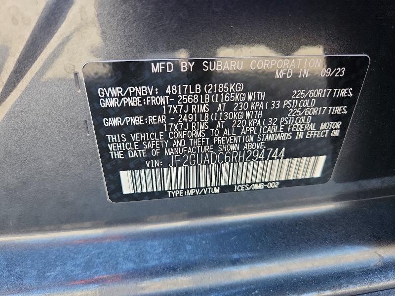 65867796 :رقم المزاد ، JF2GUADC6RH294744 vin ، 2024 Subaru Crosstrek مزاد بيع