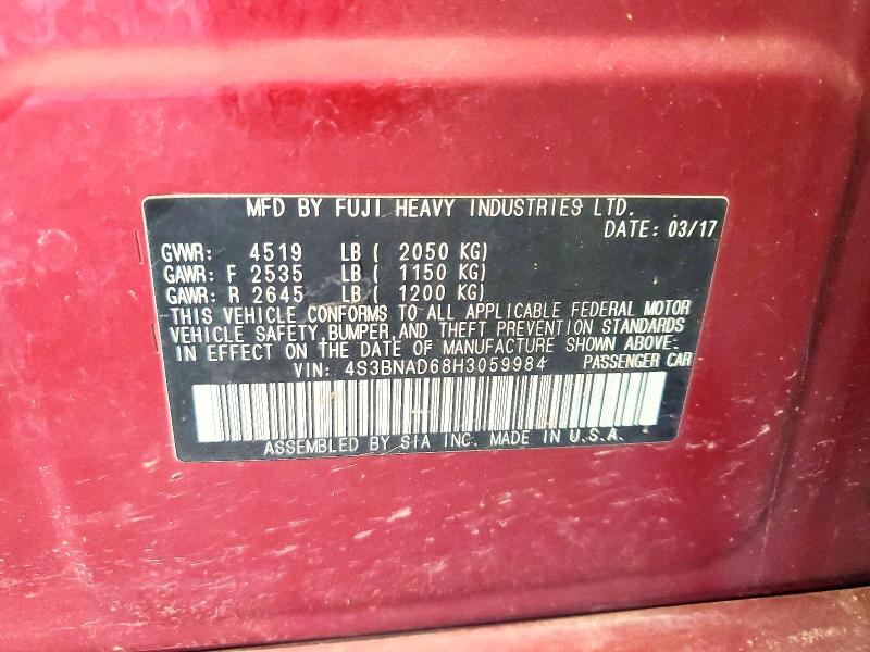 Aukcja sprzedaży 2017 Subaru Legacy, vin: 4S3BNAD68H3059984, numer aukcji: 65923646