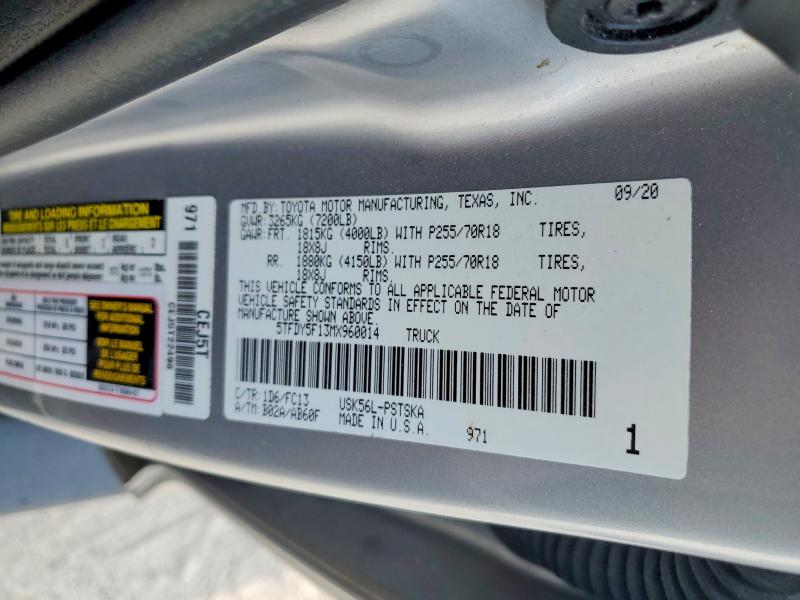 Продаж на аукціоні авто 2021 Toyota Tundra, vin: 5TFDY5F13MX960014, номер лоту: 63943936