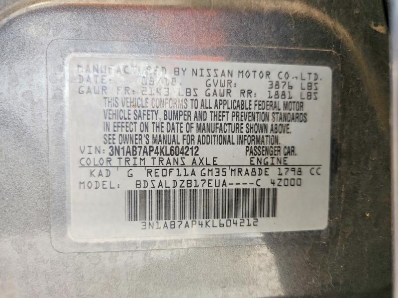 Aukcja sprzedaży 2019 Nissan Sentra, vin: 3N1AB7AP4KL604212, numer aukcji: 66871266