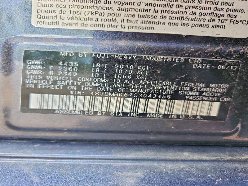 Продажа на аукционе авто 2012 Subaru Legacy, vin: 4S3BMBK67C3043456, номер лота: 66454786