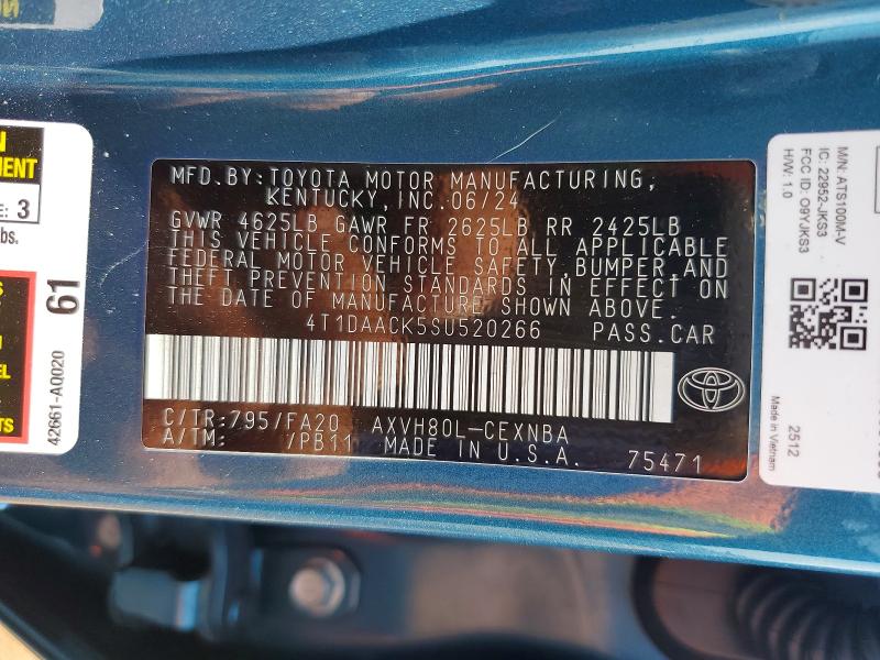 Продаж на аукціоні авто 2025 Toyota Camry, vin: 4T1DAACK5SU520266, номер лоту: 64415086