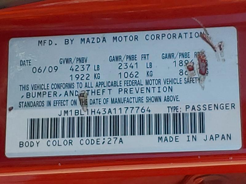 Aukcja sprzedaży 2010 Mazda Speed, vin: JM1BL1H43A1177764, numer aukcji: 63988216