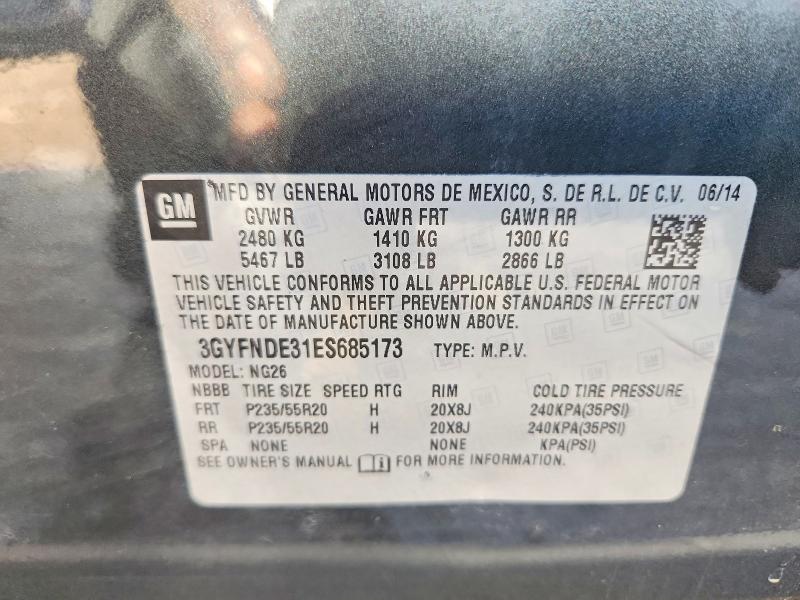 2014 Cadillac Srx მანქანა იყიდება აუქციონზე, vin: 3GYFNDE31ES685173, აუქციონის ნომერი: 65576366