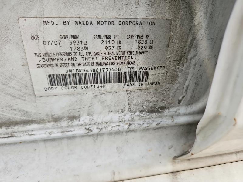 Aukcja sprzedaży 2008 Mazda 3, vin: JM1BK343881795538, numer aukcji: 64671516