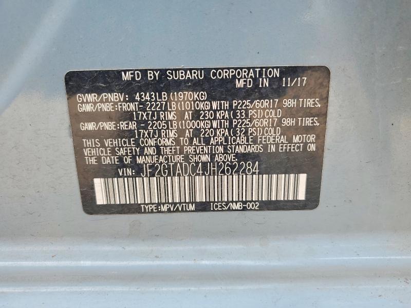 2018 Subaru Crosstrek მანქანა იყიდება აუქციონზე, vin: JF2GTADC4JH262284, აუქციონის ნომერი: 63600886