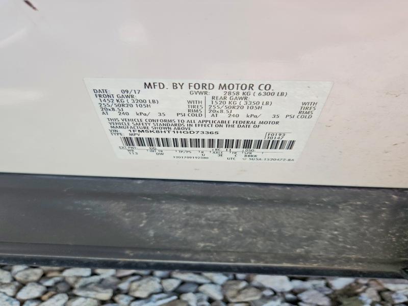 2017 Ford Explorer მანქანა იყიდება აუქციონზე, vin: 1FM5K8HT1HGD73365, აუქციონის ნომერი: 63744566