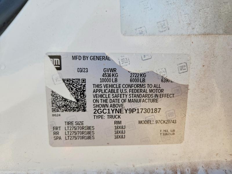 Продаж на аукціоні авто 2023 Chevrolet Silverado, vin: 2GC1YNEY9P1730187, номер лоту: 65895726