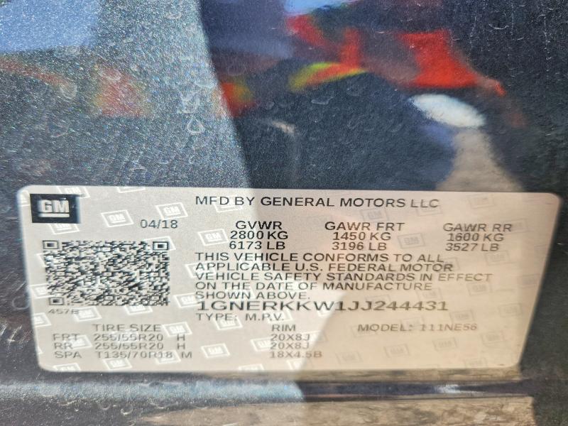 Aukcja sprzedaży 2018 Chevrolet Traverse, vin: 1GNERKKW1JJ244431, numer aukcji: 65323906