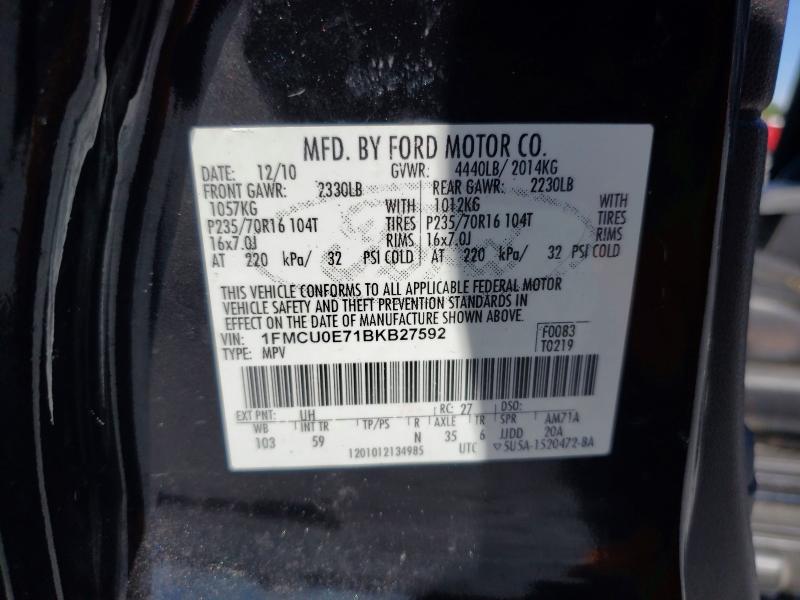 Продаж на аукціоні авто 2011 Ford Escape, vin: 1FMCU0E71BKB27592, номер лоту: 64761746