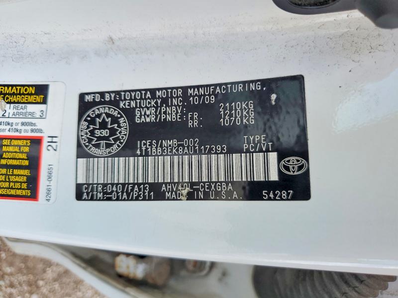 Aukcja sprzedaży 2010 Toyota Camry, vin: 4T1BB3EK8AU117393, numer aukcji: 65995466