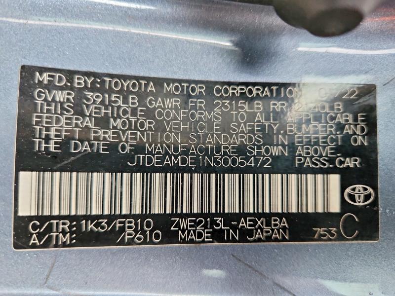 Aukcja sprzedaży 2022 Toyota Corolla, vin: JTDEAMDE1N3005472, numer aukcji: 63320016