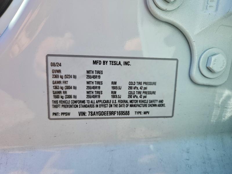 Aukcja sprzedaży 2024 Tesla Model Y, vin: 7SAYGDEE9RF169588, numer aukcji: 63692246