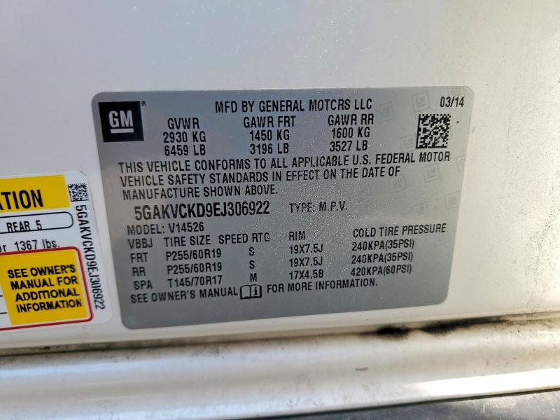 Aukcja sprzedaży 2014 Buick Enclave, vin: 5GAKVCKD9EJ306922, numer aukcji: 66602686