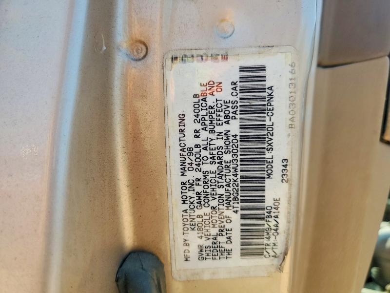 Продаж на аукціоні авто 1998 Toyota Camry, vin: 4T1BG22K4WU330204, номер лоту: 64520786