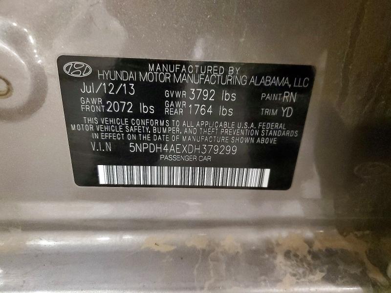 Продаж на аукціоні авто 2013 Hyundai Elantra, vin: 5NPDH4AEXDH379299, номер лоту: 64684296