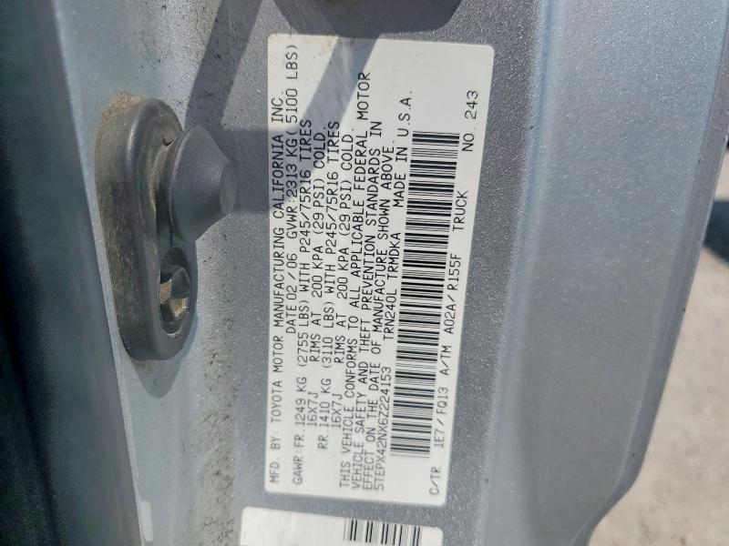 64967056 :رقم المزاد ، 5TEPX42NX6Z224153 vin ، 2006 Toyota Tacoma مزاد بيع