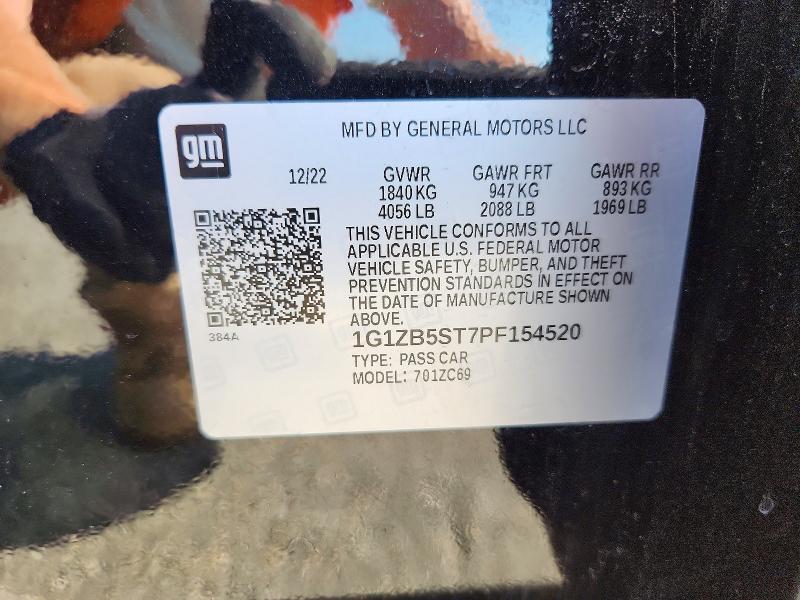 Aukcja sprzedaży 2023 Chevrolet Malibu, vin: 1G1ZB5ST7PF154520, numer aukcji: 65698266
