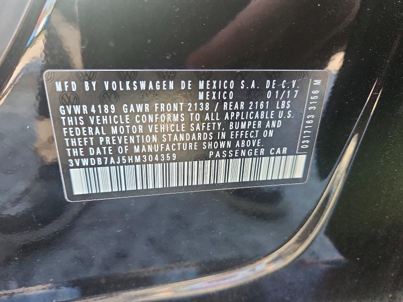 Продаж на аукціоні авто 2017 Volkswagen Jetta, vin: 3VWDB7AJ5HM304359, номер лоту: 65353006