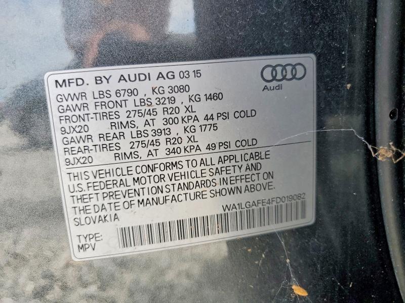 65175406 :رقم المزاد ، WA1LGAFE4FD019082 vin ، 2015 Audi Q7 مزاد بيع