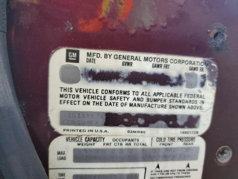 1981 Chevrolet Corvette მანქანა იყიდება აუქციონზე, vin: 1G1AY876XBS415686, აუქციონის ნომერი: 63292066