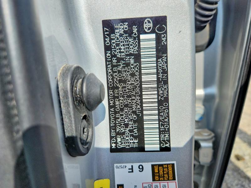 Aukcja sprzedaży 2017 Toyota Prius, vin: JTDKARFUXH3044053, numer aukcji: 63993126