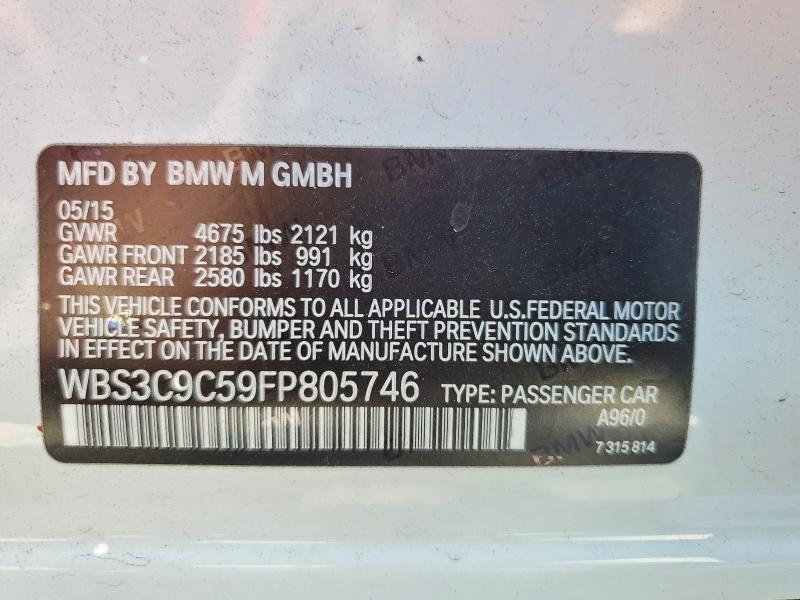 65389726 :رقم المزاد ، WBS3C9C59FP805746 vin ، 2015 Bmw M3 مزاد بيع