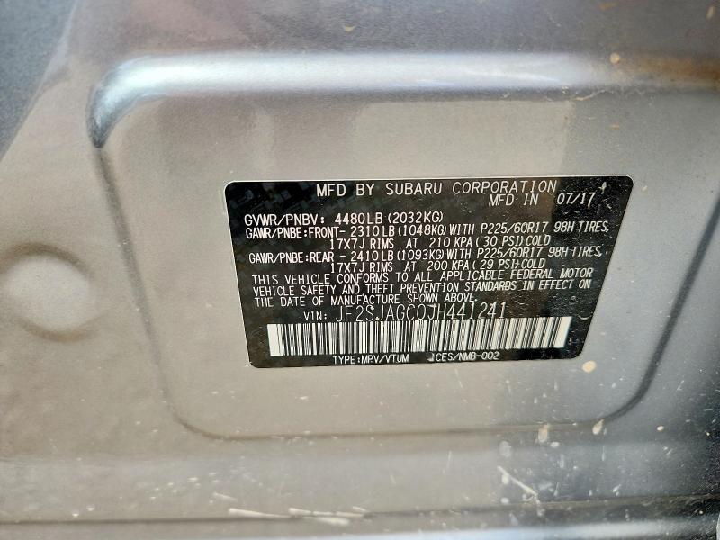 Продажа на аукционе авто 2018 Subaru Forester, vin: JF2SJAGC0JH441241, номер лота: 65052166