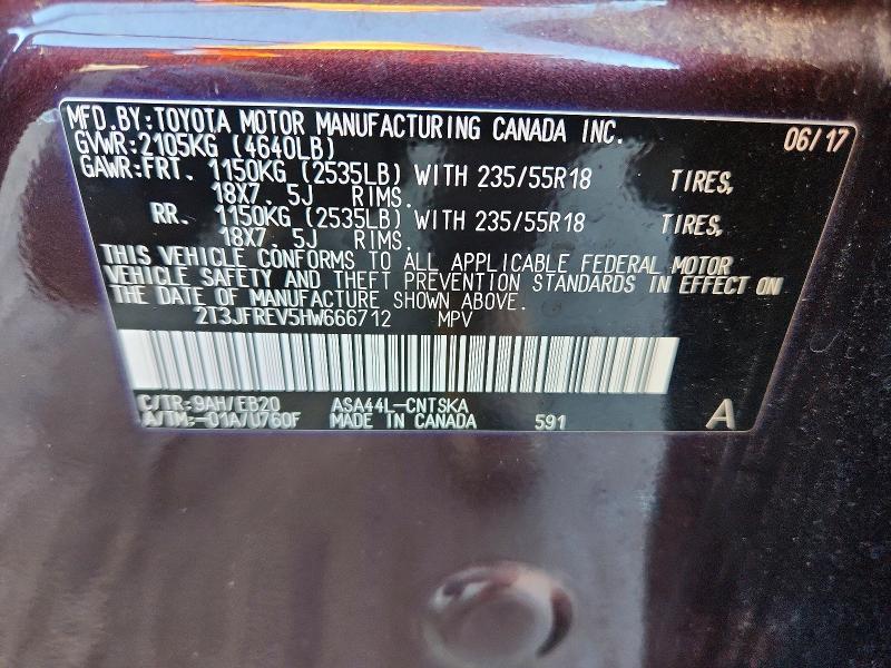 65501696 :رقم المزاد ، 2T3JFREV5HW666712 vin ، 2017 Toyota Rav4 مزاد بيع