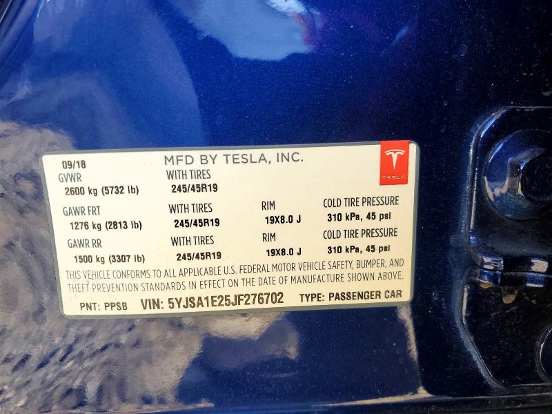Продаж на аукціоні авто 2018 Tesla Model S, vin: 5YJSA1E25JF276702, номер лоту: 64393936
