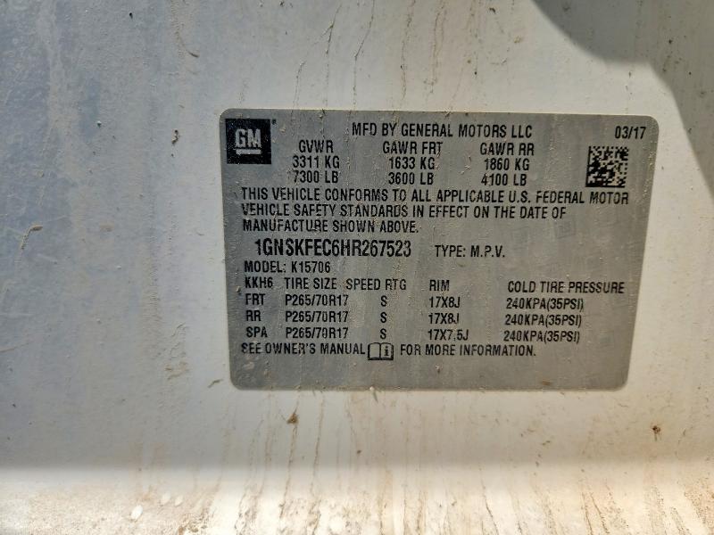 64288356 :رقم المزاد ، 1GNSKFEC6HR267523 vin ، 2017 Chevrolet Tahoe مزاد بيع