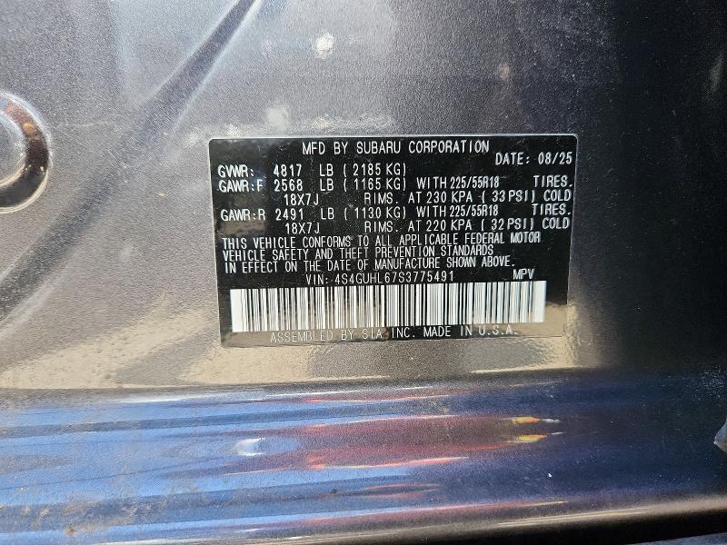 2025 Subaru Crosstrek მანქანა იყიდება აუქციონზე, vin: 4S4GUHL67S3775491, აუქციონის ნომერი: 65912396