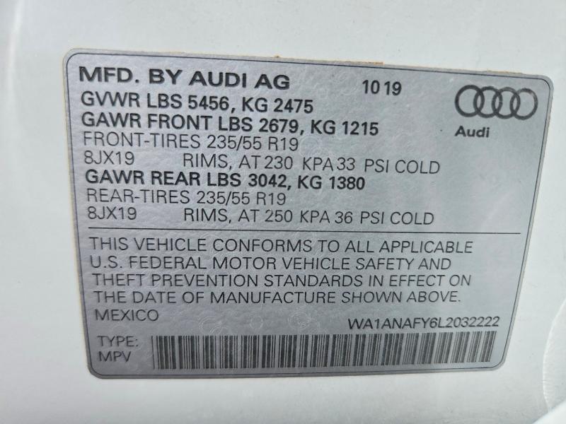 2020 Audi Q5 მანქანა იყიდება აუქციონზე, vin: WA1ANAFY6L2032222, აუქციონის ნომერი: 65363136